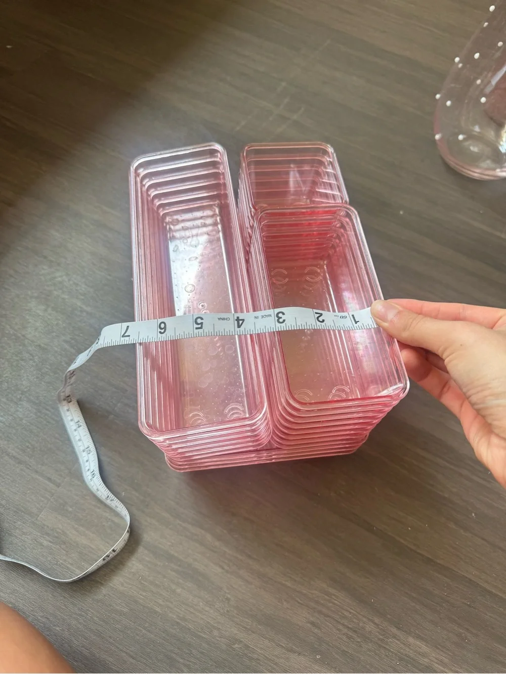 Pink Stackable Plastic Storage Bins - Set of Small Organizers, and Caddy